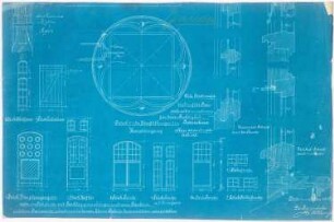 St. Marien, Herne-Baukau Erweiterung und Neubau von Kaplanei und Schwesternhaus: Ansichten und Details der Türen der Kaplanei 1:20 u. 1:1