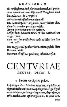 Centvriae Sextae.
