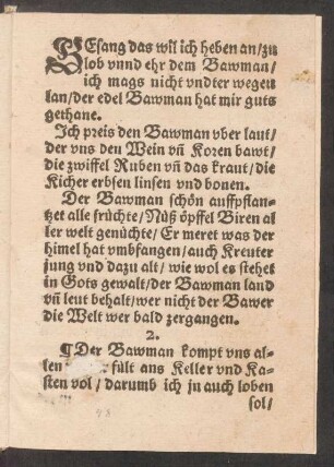 GEsang das wil ich heben an/ zu || lob vnnd ehr dem Bawman/ ||