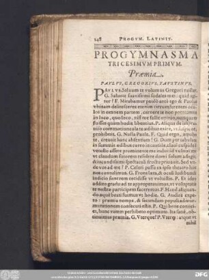 Progymnasma Tricesimum Primum. Praemia. Paulus, Gregorius, Faustinus.