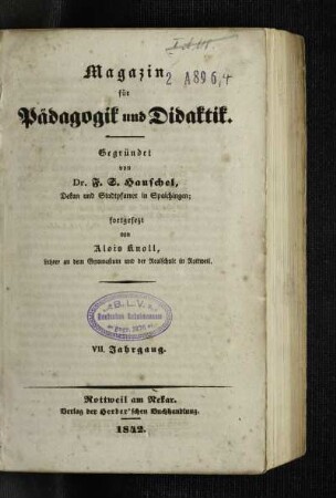 7: Magazin für Pädagogik und Didaktik - 7.1842
