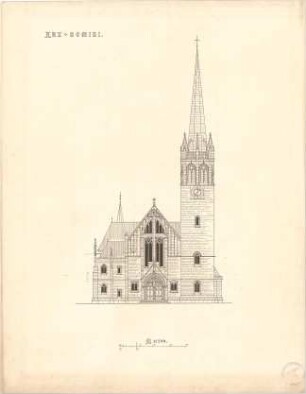 Schmidt, Heinrich von; Ulm; Kath. Garnisonkirche - Aufriss