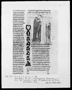 Stuttgarter Passionale — Pars hiemalis (erster Band) — Der heilige Hilarius erweckt ein Kind wieder zum Leben, Folio 192recto