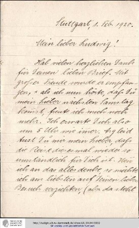 Brief vom 01.02.1920