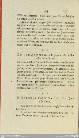 §. 17. Oekonomische Schriften über den Hopfenbau