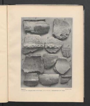 Tafel IV. [Keramik aus Baugrube Göller und den Brückenschachten].