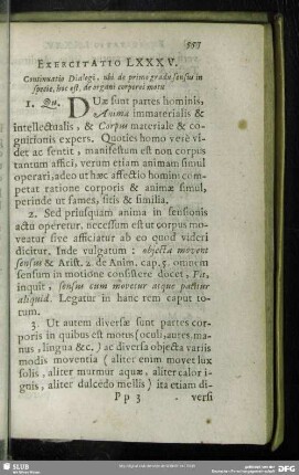 Exercitatio LXXXV. Continuatio Dialogi, ubi de primo gradu sensus in specie, hoc est, de organi corporei motu