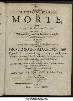 Dissertatio Iuridica De Morte