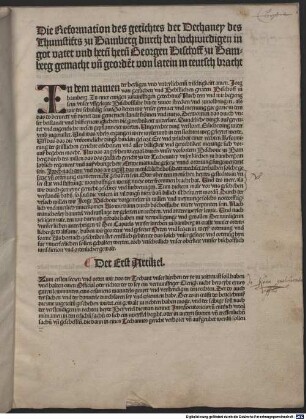 Die Reformation des gerichtes der Dechaney des Thumstifts zu Bamberg