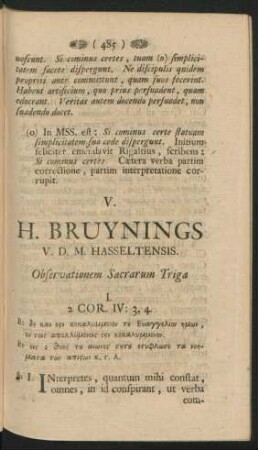 V. - HERM. BRUYNINGS Observationum sacrarum triga.