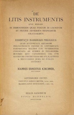 De litis instrumentis quae exstant in Demosthenis quae fertur In Lacritum et priore adversus Stephanum orationibus
