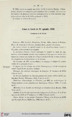 Séance du Comité du 20 septembre 1869