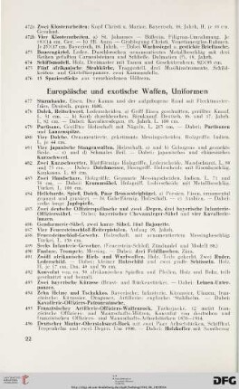 Europäische und exotische Waffen, Uniformen (Nr. 477-496)