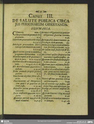 Caput III. De Salute Publica Circa Ius Personarum Observanda