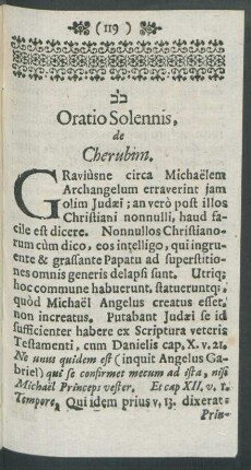 Oratio Solennis, de Cherubim.
