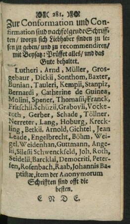 Zur Conformation und Confirmation sind nachfolgende Schrifften ...