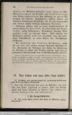 III. Das Setzen und was Alles dazu gehört