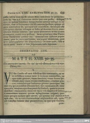 Observatio LXIX. Ad Matth. XXIII. 30 - 35