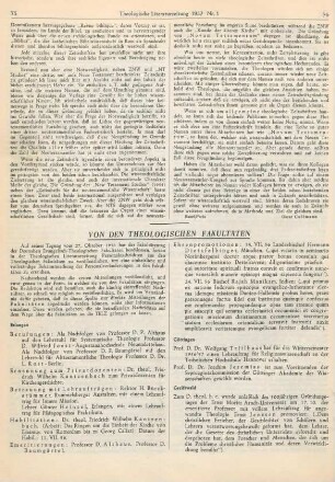 Von den theologischen Fakultäten