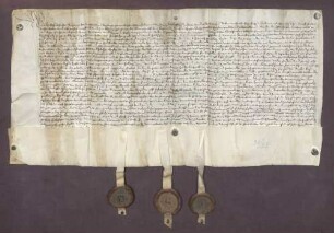Erbhuldigungsrevers der Einwohnerschaft des Dorfes Rastatt und der von der Rheinau gegen die Brüder Markgrafen Philibert von Baden-Baden und Christoph II. von Baden-Rodemachern als deren Leibeigene