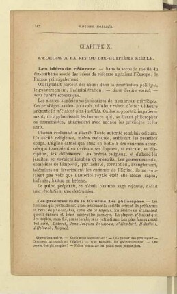 Chapitre X. L'Europe à la fin du dix-huitième siècle