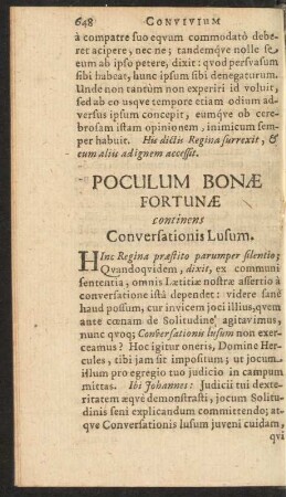 Poculum Bonae Fortunae continens Conversationis Lusum.