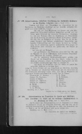 Nr. 52 Bekanntmachung, betreffend Ausführung des Aufschlusses Hamburgs an das Deutsche Zollgebiet