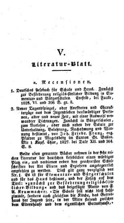 Literatur-Blatt : (Fortsetzung folgt)