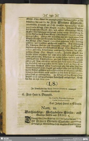 Num. 111. Durchlauchtige, Hochgebohrne Fürstin ...