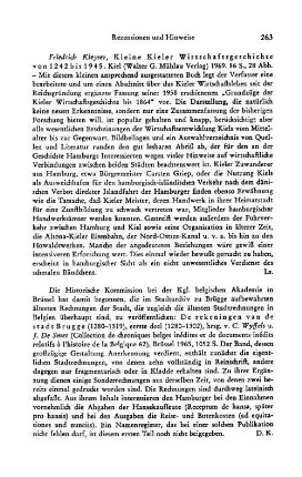 Kleyser, Friedrich :: Kleine Kieler Wirtschaftsgeschichte von 1242 bis 1945 : Kiel, Mühlau, 1969