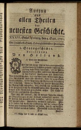 XXXVI. Stück. Coburg, den 4. Sept. 1751.