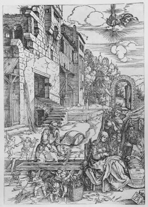 Die Heilige Familie : Joseph als Zimmermann, Holzschnitt, A. Dürer