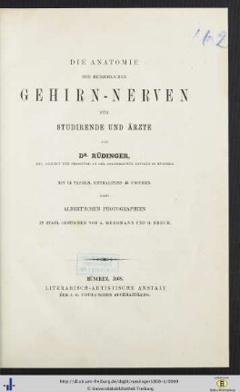[1]: Die Anatomie des peripherischen Nervensystems des menschlichen Körpers für Studirende und Ärzte: Die Anatomie der menschlichen Gehirn-Nerven : für Studirende und Ärzte