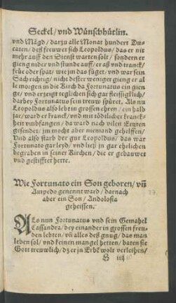 Wie Fortunato ein Son geboren/ und Ampedo genennt ward/ darnach aber ein Son/ Andolosia geheissen.