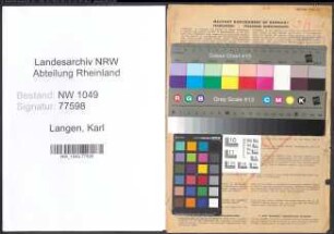 Entnazifizierung Karl Langen , geb. 17.09.1900 (Knappschaftsinspektor)