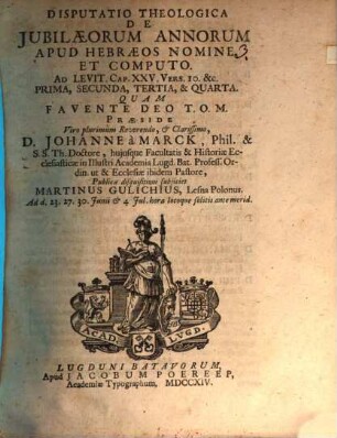 Disp. theol. de iubilaeorum annorum apud Hebraeos nomine, et computo, 1 - 4