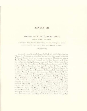 Annexe VII. Rapport de M. Francois Deloncle ...