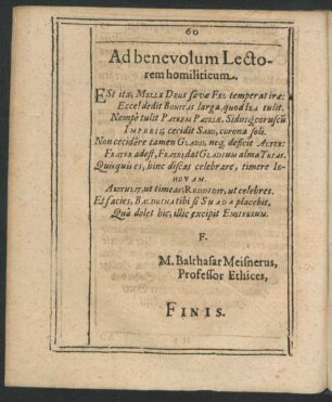 Ad benevolum Lectorem