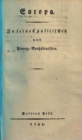 Europa. In seinen politischen und Finanz-Verhältnissen, 3