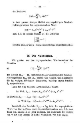IV. Die Nullstellen.