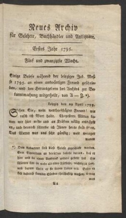 Fünf und zwanzigste Woche