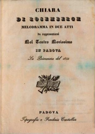 Chiara di Rosembergh : Meldodramma in 2 atti