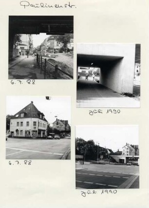 Umbau der B239 vorher - nachher. Bundesbahnbrücke Paulinenstraße. Kreuzung Wotanstraße, Industriestraße