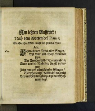 Im letzten Aufftritt/