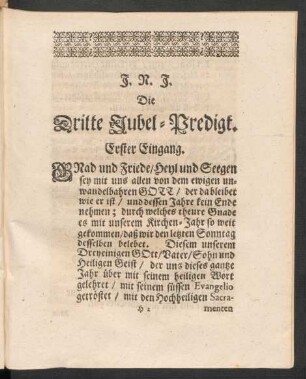Die dritte Jubel-Predigt.