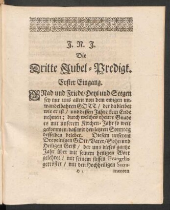 Die dritte Jubel-Predigt.