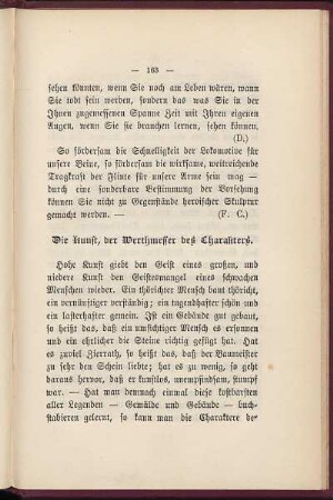 Die Kunst, der Werthmesser des Charakters.