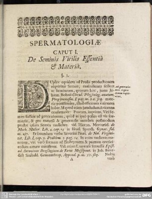 Caput I. De Seminis Virilis Essentia & Materia