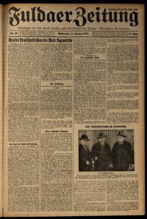Erste Ausgabe vom Mittwoch, den 14. Januar 1931.
