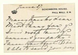 Eigenhändige Karte mit Unterschrift